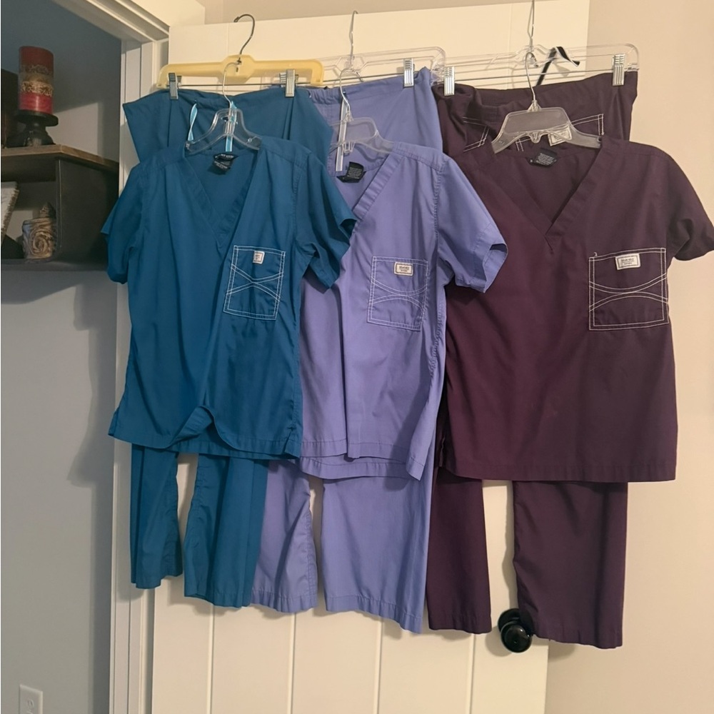 Blue Sky Set of 3 Scrubs - Tops XS and bottoms Small